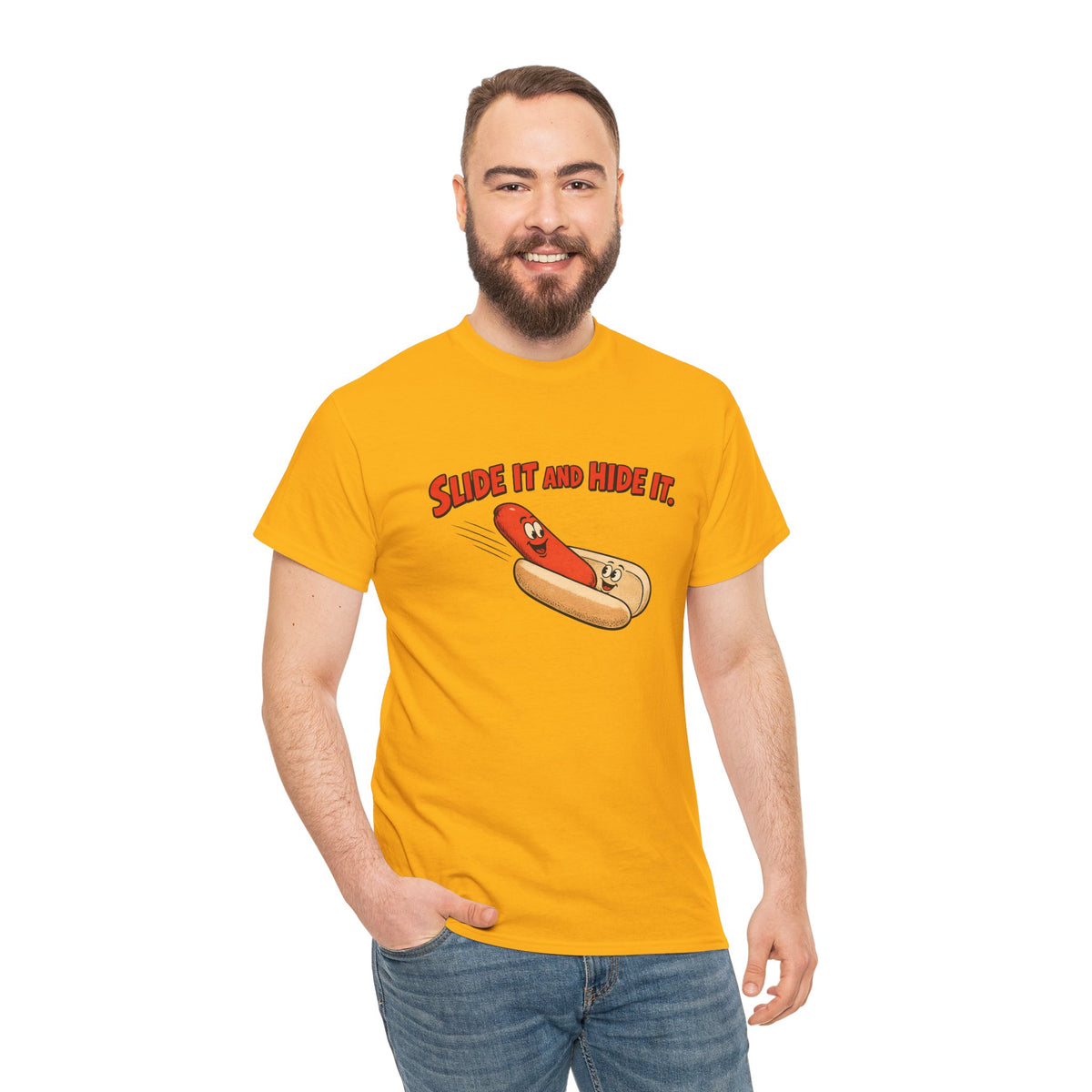 Funny Hot Dog & Bun Cartoon T-Shirt — Cute Graphic Tee