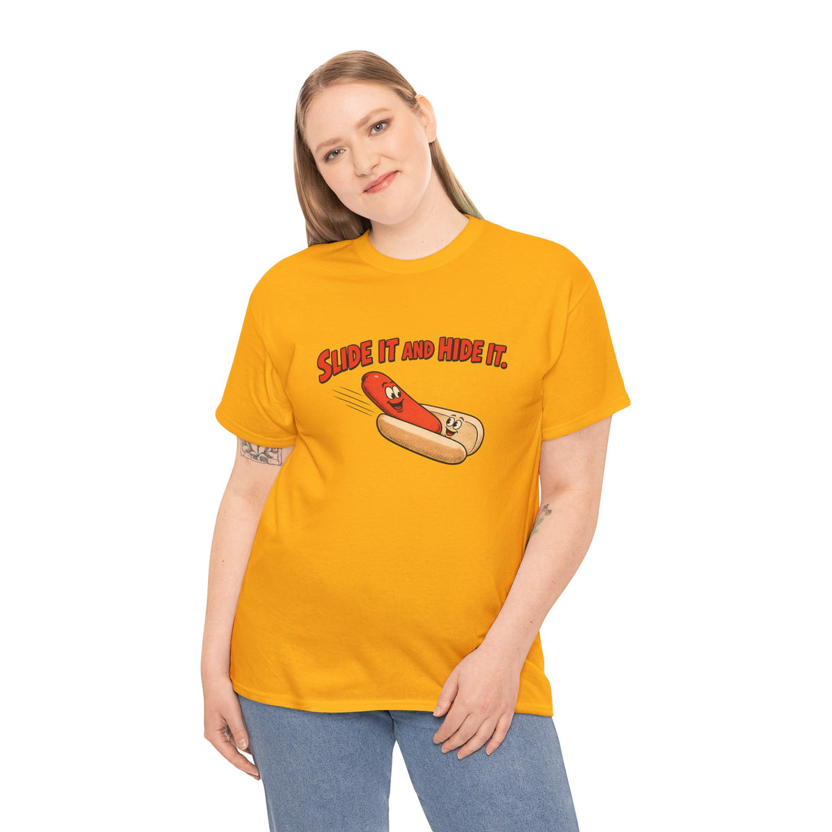 Funny Hot Dog & Bun Cartoon T-Shirt — Cute Graphic Tee